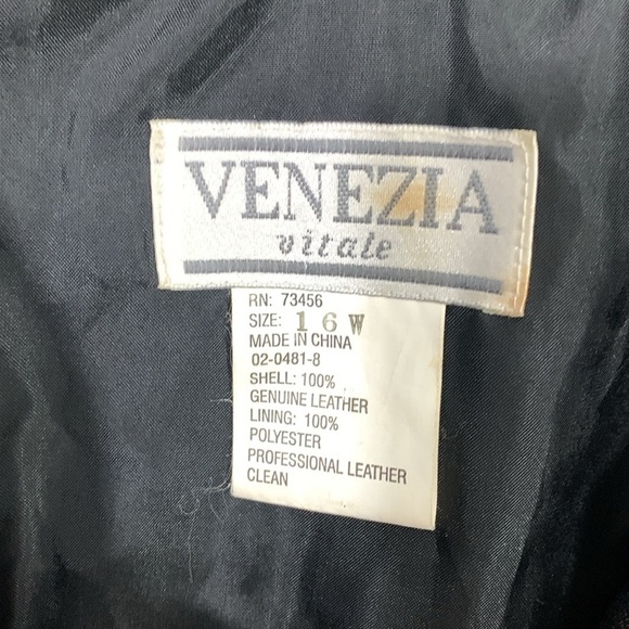 Venezia Lane Bryant Vintage Black Leather Braid Detail Zip Front Jacket size 16W - Picture 2 of 12